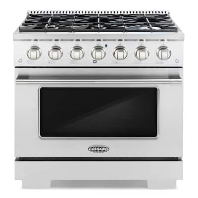 Commercial-Style 36 in. 4.5 cu. ft. Gas Range with 6 Italian Burners and Heavy Duty Cast Iron Grates in Stainless Steel