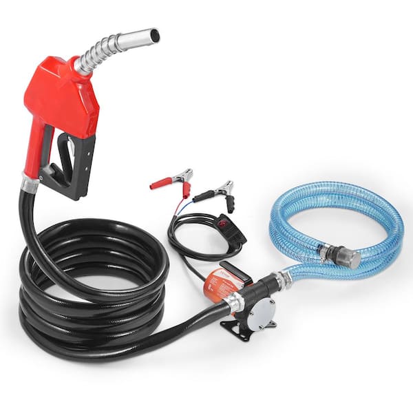 Fuel Transfer Pump 8 GPM 1/6 HP Electric Diesel Transfer Pump with Auto Shut-Off Fuel Nozzle Long Inlet & Outlet Hose