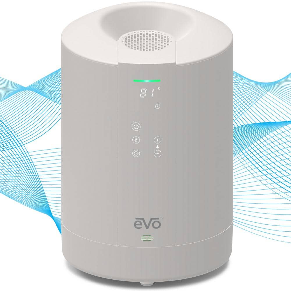 Evo White Evaporative Tabletop Humidifier with Digital Monitoring