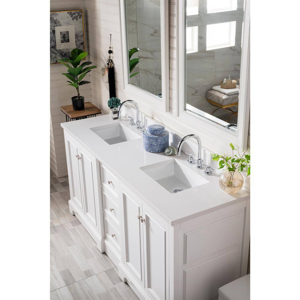 Bright White 72" Double Freestanding Plywood Vanity Cabinet