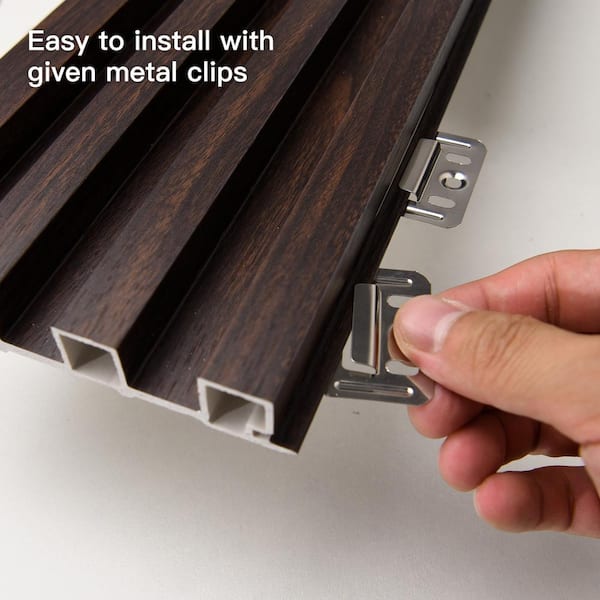 Art3dwallpanels Dark Brown 0.83 in. x 1/2 ft. x 8 ft. Slat Water