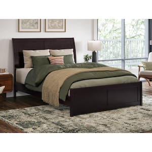 Valencia Espresso Black Solid Wood Frame Full Low Profile Sleigh Platform Bed with Matching Footboard