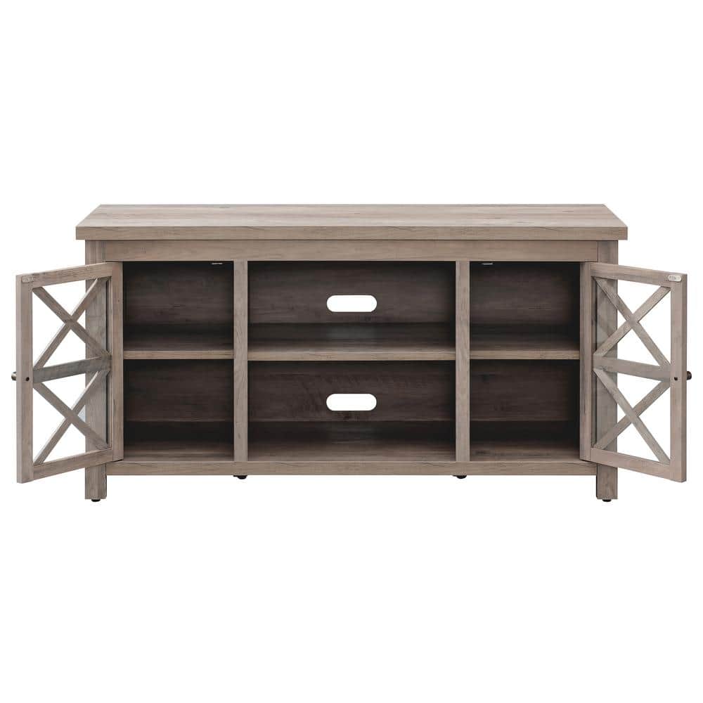 Modern Farmhouse 47'' Gray Oak TV Stand with Fireplace Cabinet