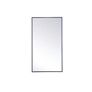 Timeless Home 20 in. W x 36 in. H x Midcentury Modern Metal Framed Rectangle Blue Mirror