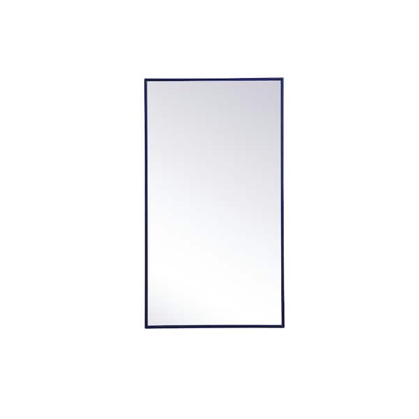 Unbranded Timeless Home 20 in. W x 36 in. H x Midcentury Modern Metal Framed Rectangle Blue Mirror