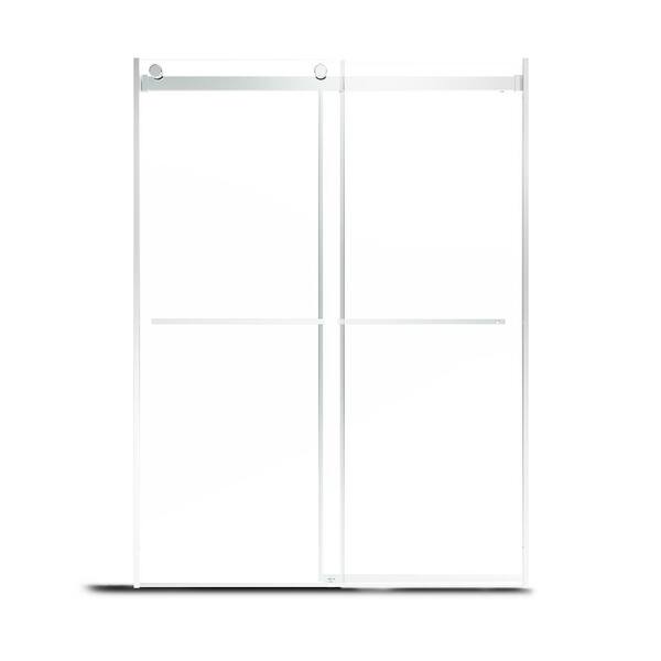 60 in W x 76 in H Double Sliding Frameless Clear Glass Shower Door in Chrome