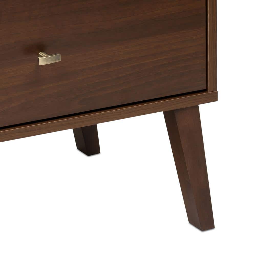Mid-Century Modern Cherry 2-Drawer Wide Nightstand