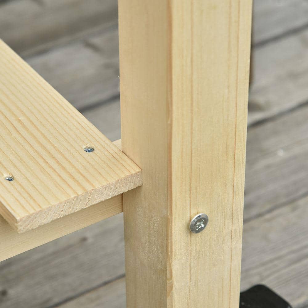 Natural Fir Wood Raised Garden Bed with Wheels and Shelf