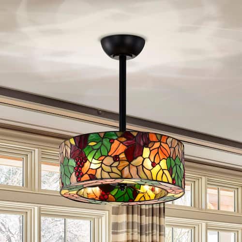 Ralfa 17.1 in. 6-Light Indoor Matte Black Finish Ceiling Fan with Light Kit Lighting