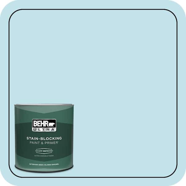 BEHR ULTRA 1 qt. #540C-2 Serene Sky Extra Durable Semi-Gloss Enamel Interior Paint & Primer