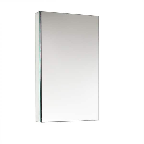 Senza 15 in. W x 26 in. H Rectangular Anodized Aluminum Medicine Cabinet with Mirror - Recessed or Surface-Mount