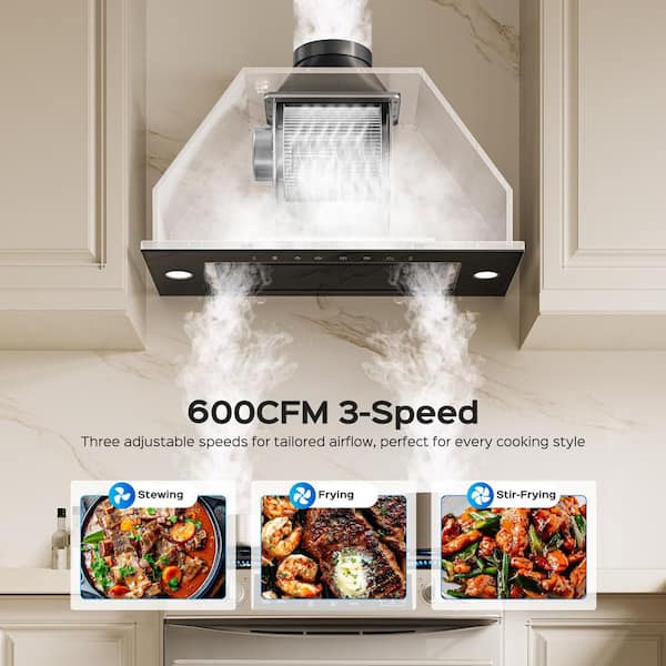 VIKIO 36 in. 600 CFM Convertible Insert Range Hood in Stainless