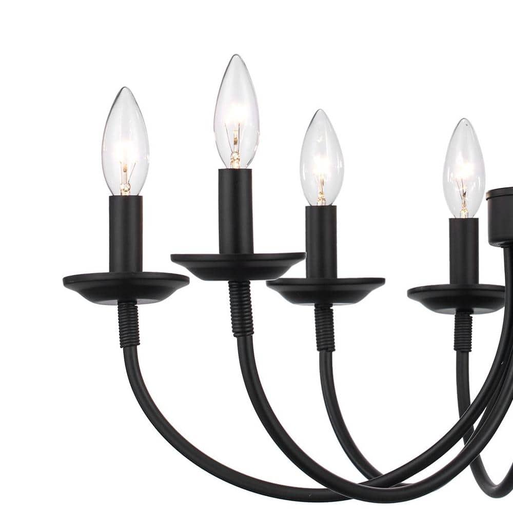 Elegant Colonial Black Metal 8-Light Candle Chandelier