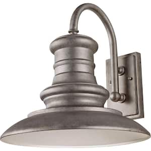 Redding Station 1-Light Tarnished Silver Outdoor 15.625 in. Wall Lantern Sconce