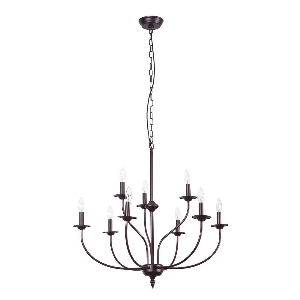 9-Light 31 in. Brown Iron Traditional Candle Dimmable Chandeliers Dining Ceiling Lights Foyer Bedroom Lighting price history on PriceWatchPro
