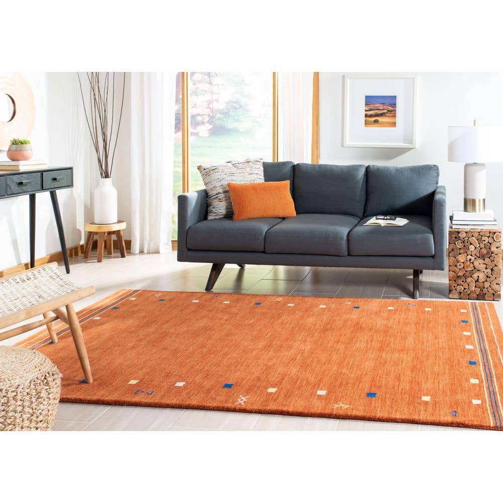 Casual Elegance Hand-Knotted Rust Wool 6' Square Area Rug