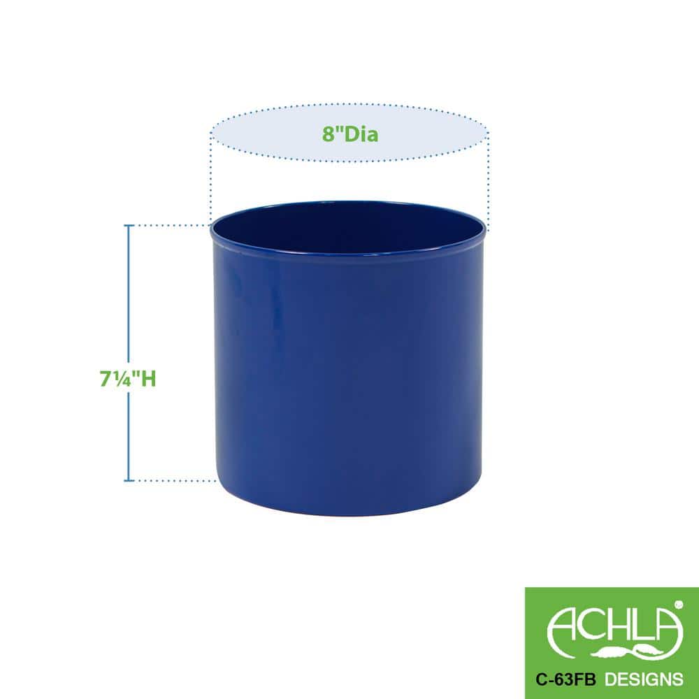 French Blue Galvanized Steel Cylinder Planter Pot