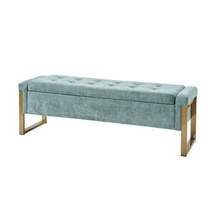 Alina Sage Modern Upholstered Flip Top Storage Bench with Metal Legs