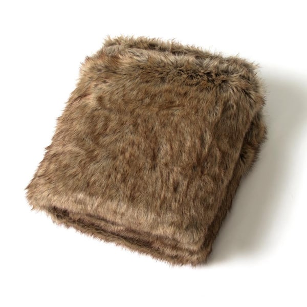 Best Home Fashion Coyote Faux Fur Throw Blanket