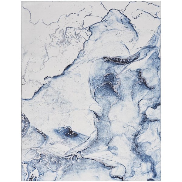 Nourison Daydream Ivory Blue 9 ft. x 12 ft. Contemporary Area Rug
