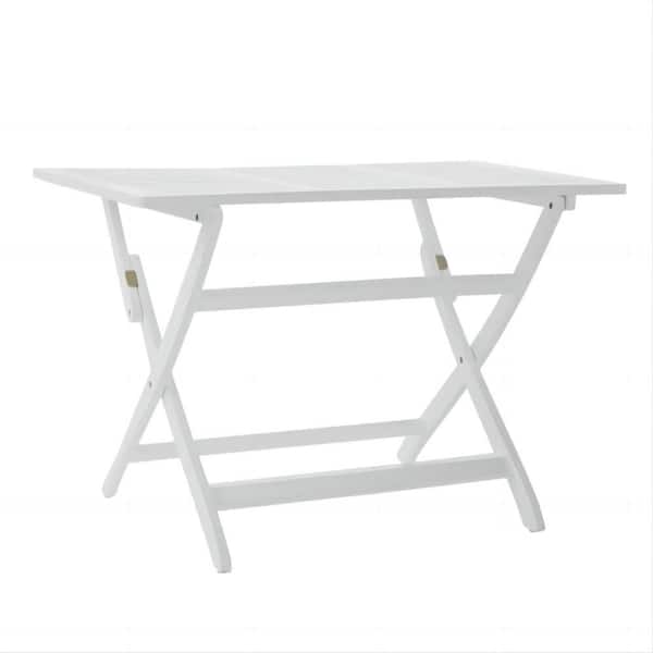 Clihome 43.5' in. White Acacia Wood Foldable Table(Seats four)