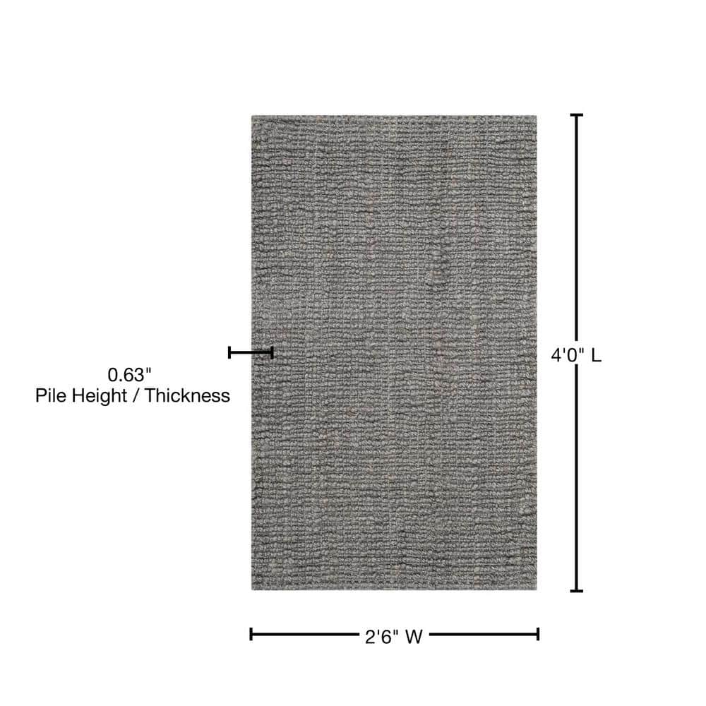 Handwoven Light Gray Rectangular Wool-Cotton Blend Area Rug