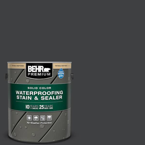BEHR PREMIUM 1 gal. #HDC-MD-04 Totally Black Solid Color Waterproofing Exterior Wood Stain and Sealer