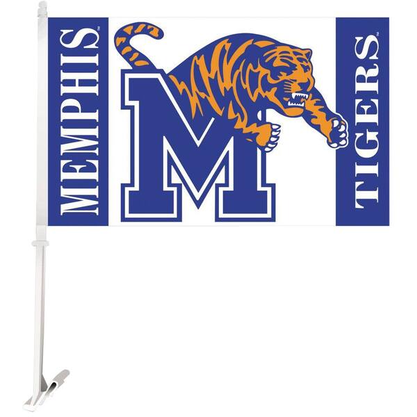 BSI Products NCAA 11 in. x 18 in. Memphis 2-Sided Car Flag with 1-1/2 ft. Plastic Flagpole (Set of 2)