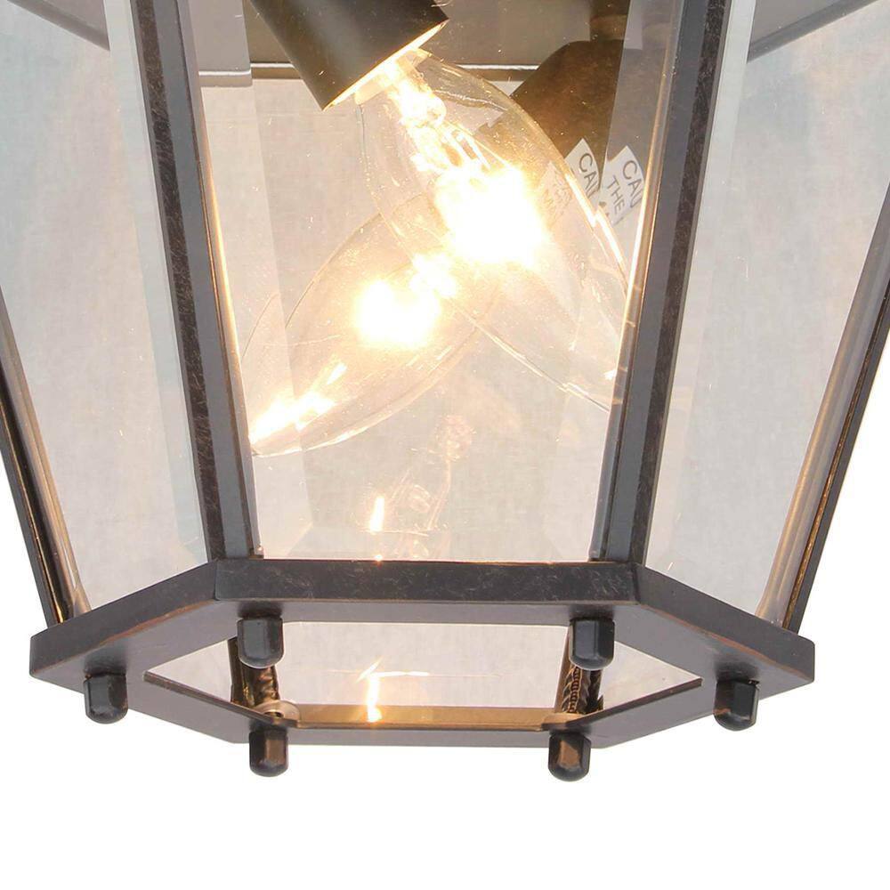 11-inch Rubbed Bronze and Clear Glass Globe Ceiling Lantern