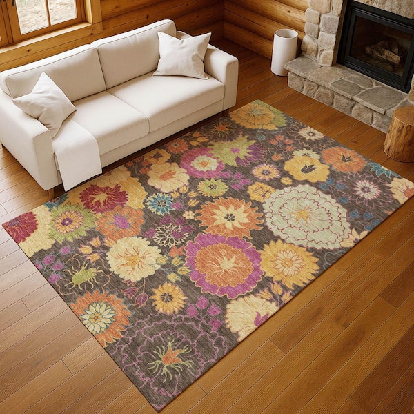 Chantille Machine Washable Indoor/Outdoor Abstract ACN2293 Chocolate 5 ft. x 7 ft. 6 in. Area Rug