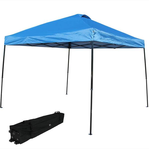Sunnydaze 10 ft. x 10 ft. Blue Straight Leg Heavy-Duty Instant Canopy Event Tent with Rolling Bag