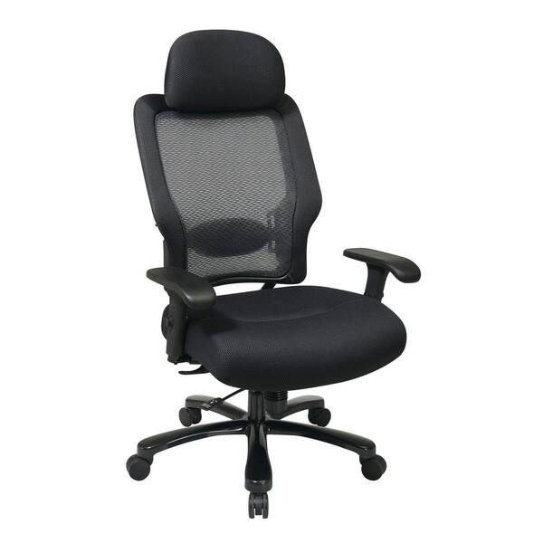 Office Star Products 63 Series 28.9 in. Width Big and Tall Black Fabric Ergonomic Chair with Adjustable Height