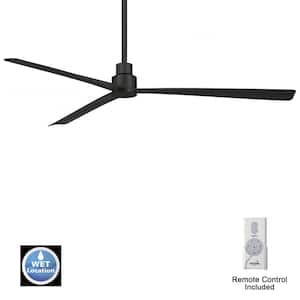 Simple 65 in. 6 Fan Speeds Ceiling Fan in Black with Remote Control