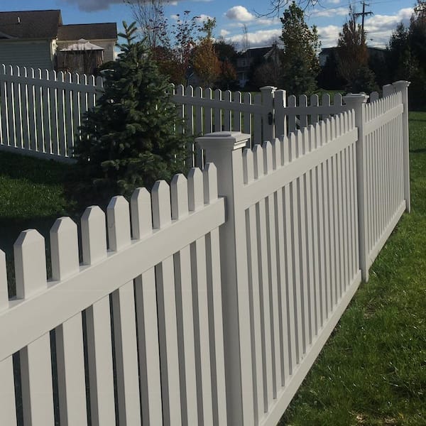 Weatherables Provincetown 4 ft. H x 8 ft. W Tan Vinyl Picket Fence Panel Kit