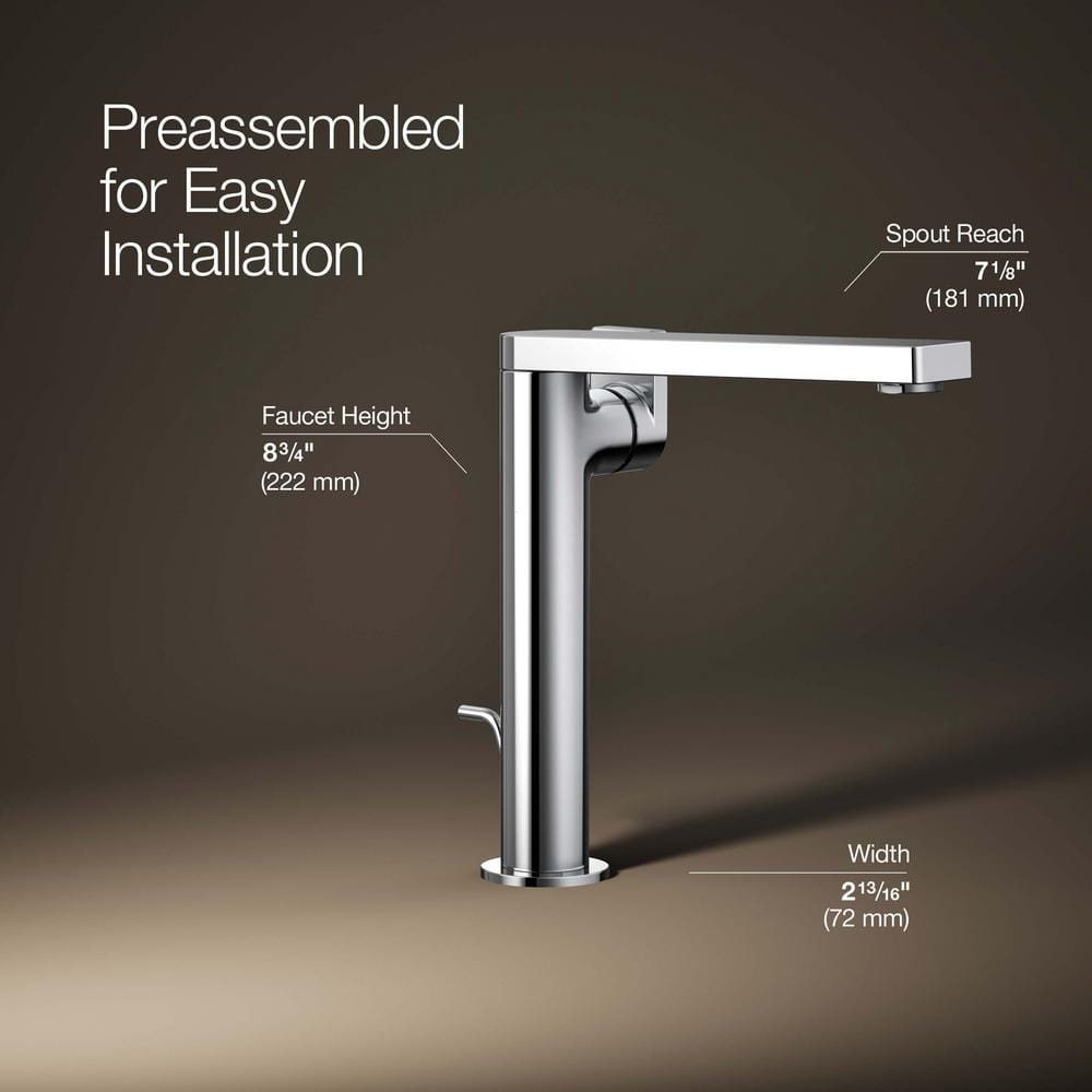 Sleek Polished Chrome Single-Handle Vessel Sink Faucet