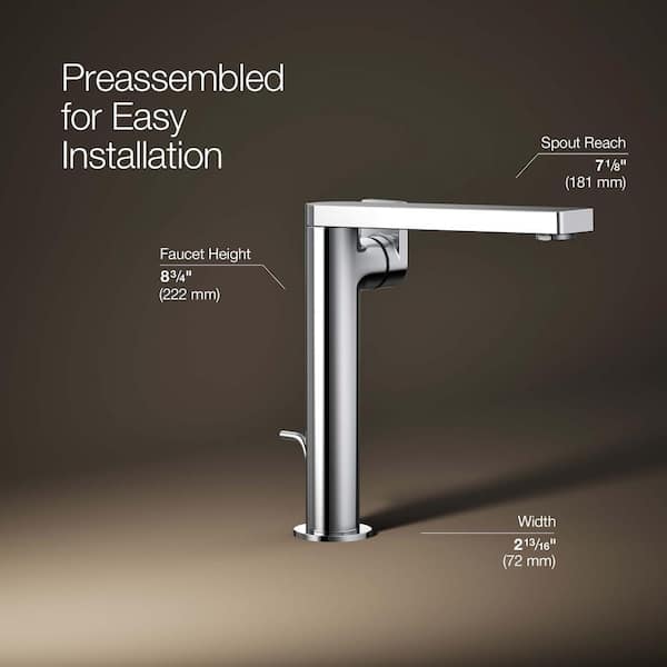 KOHLER Composed Single-Hole Single-Handle Tall Vessel Bathroom Faucet with Lever Handle and Drain in Polished Chrome