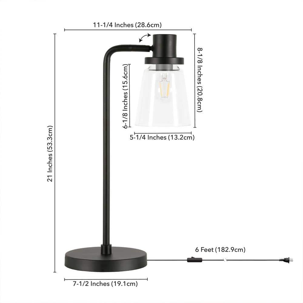 Granville 21" Blackened Bronze Smart Table Lamp with Clear Glass Shade