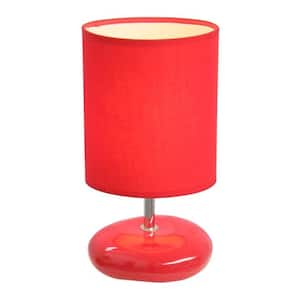 10.5 in. Red Stonies Small Stone Look Bedside Table Lamp