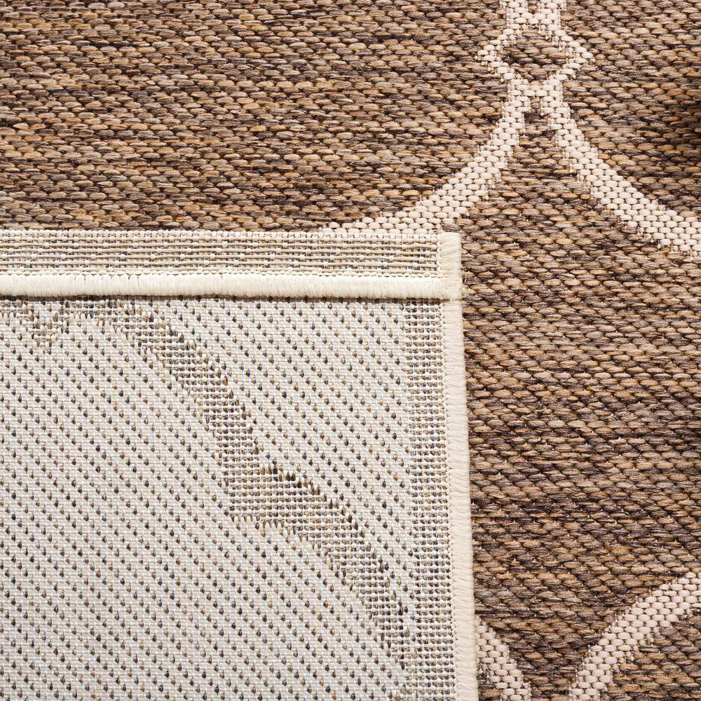 Beige and Cream Geometric Synthetic Indoor/Outdoor Area Rug
