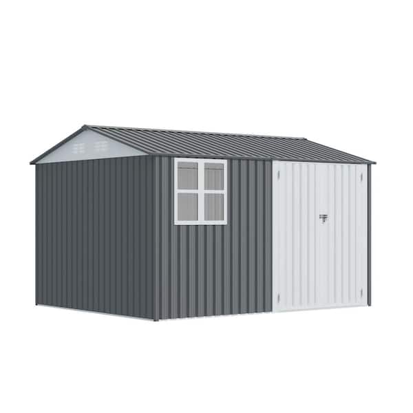 8 ft. W x 10 ft. D Outdoor Metal Storage Shed with Window Vents for Yards 80 sq. ft.