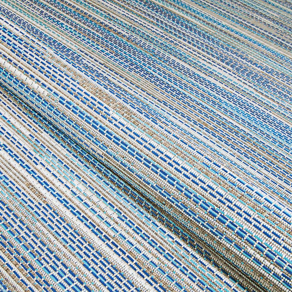 Monaco Sand and Azure Stripe 5' x 7' Indoor/Outdoor Rug