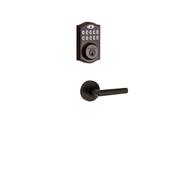 Kwikset Z-Wave SmartCode Venetian Bronze Single Cylinder Keypad Electronic Deadbolt featuring Milan Hall/Closet Lever