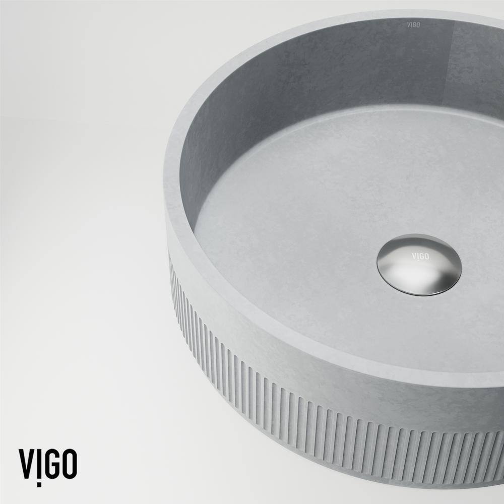 Matte Black Concrete Round Vessel Sink with Faucet