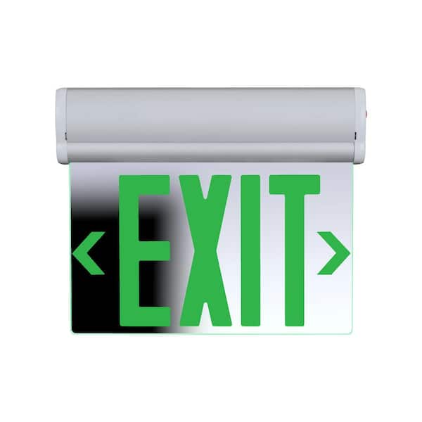 NICOR EXL220 Edge-Lit Integrated LED Emergency Exit Sign, Mirrored with Red Lettering