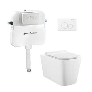 Concorde Back-to-Wall Toilet, Square, 3-Piece Bundle 0.8/1.6 GPF Dual Flush in Glossy White with White Flush Plate