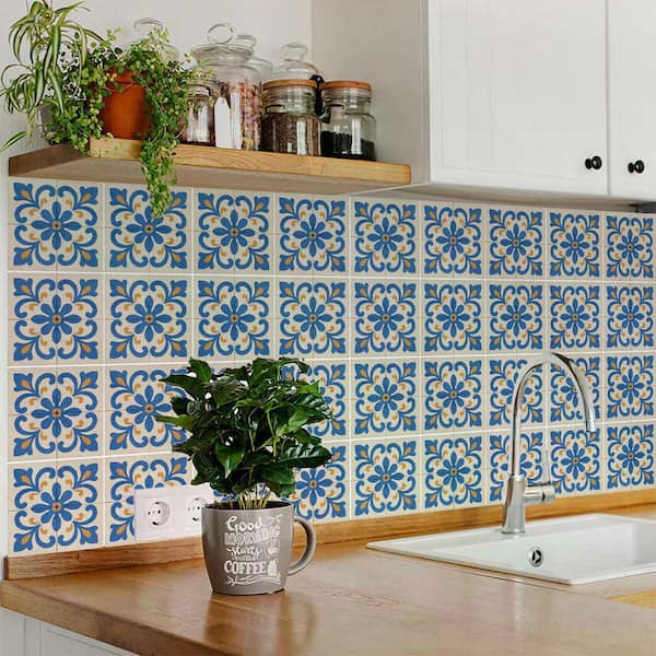 Blue and Gold R107 12 in. x 12 in. Vinyl Peel and Stick Tile (24 Tiles, 24 sq. ft. /Pack)