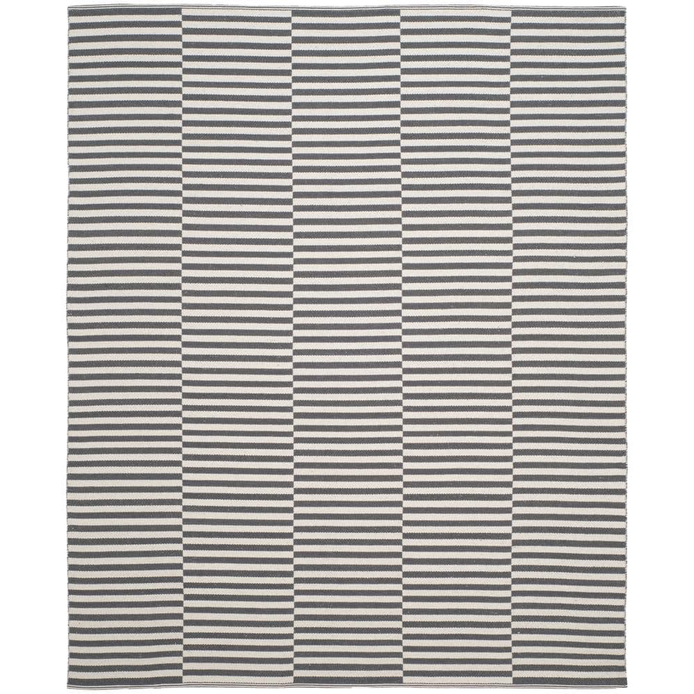 Coastal Comfort Ivory and Grey 8' x 10' Cotton Area Rug