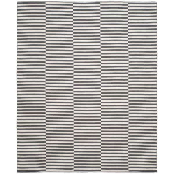 SAFAVIEH Montauk Ivory/Gray 8 ft. x 10 ft. Striped Plaid Area Rug
