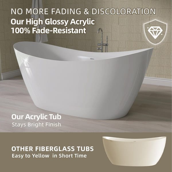 Zeafive Van 63 in. L x 31.5 in. W Acrylic Freestanding Soaking