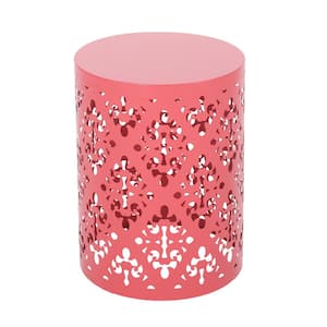 Soto Dark Coral Cylindrical Metal Outdoor Side Table